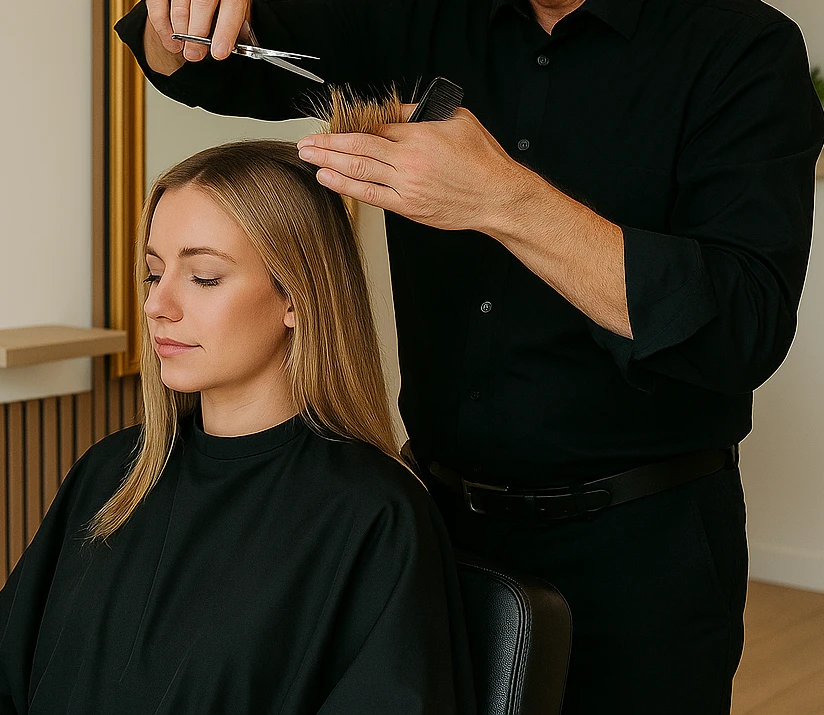 Een klant krijgt een haarbehandeling bij een kapper in Apeldoorn